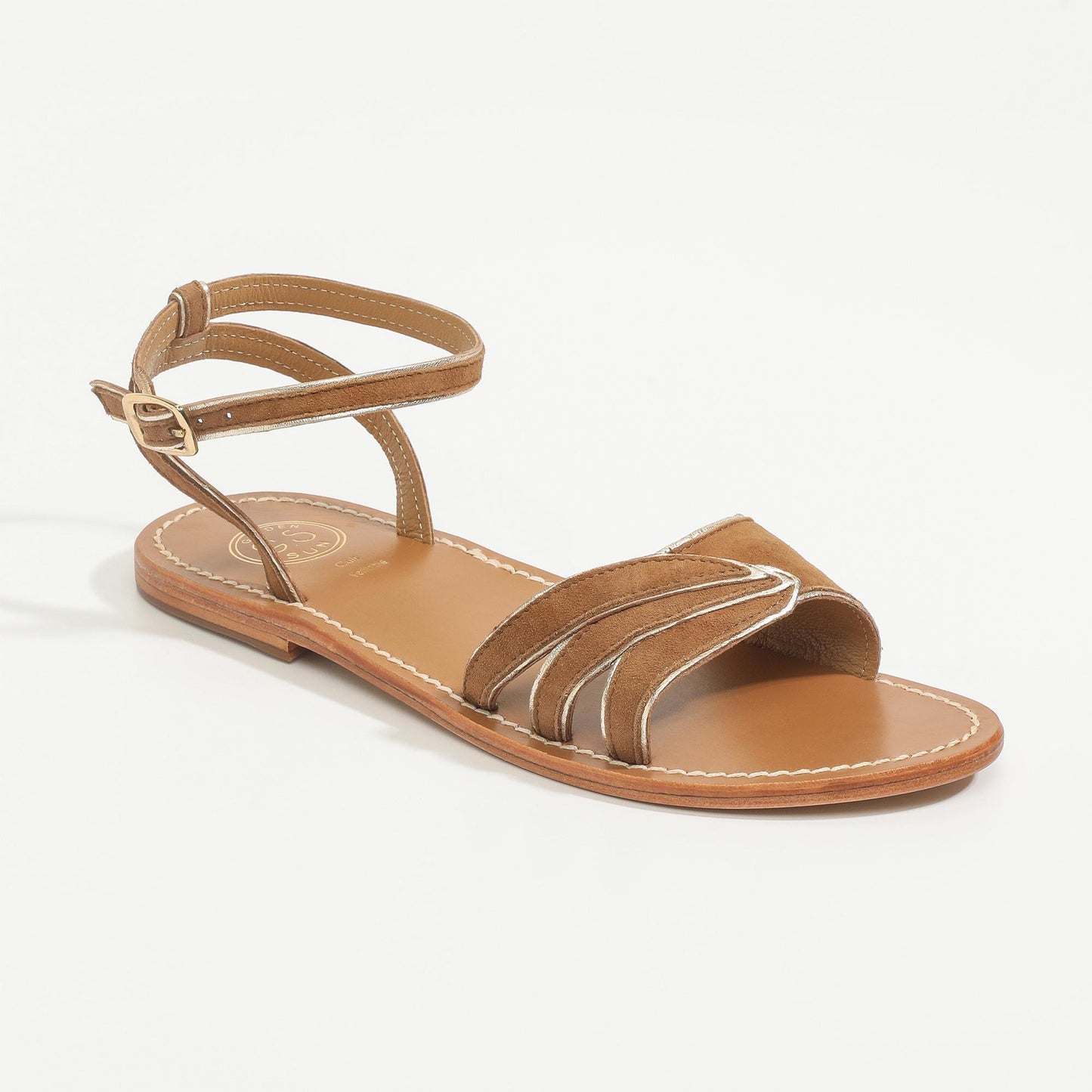 IOLA sandales en cuir camel + gold