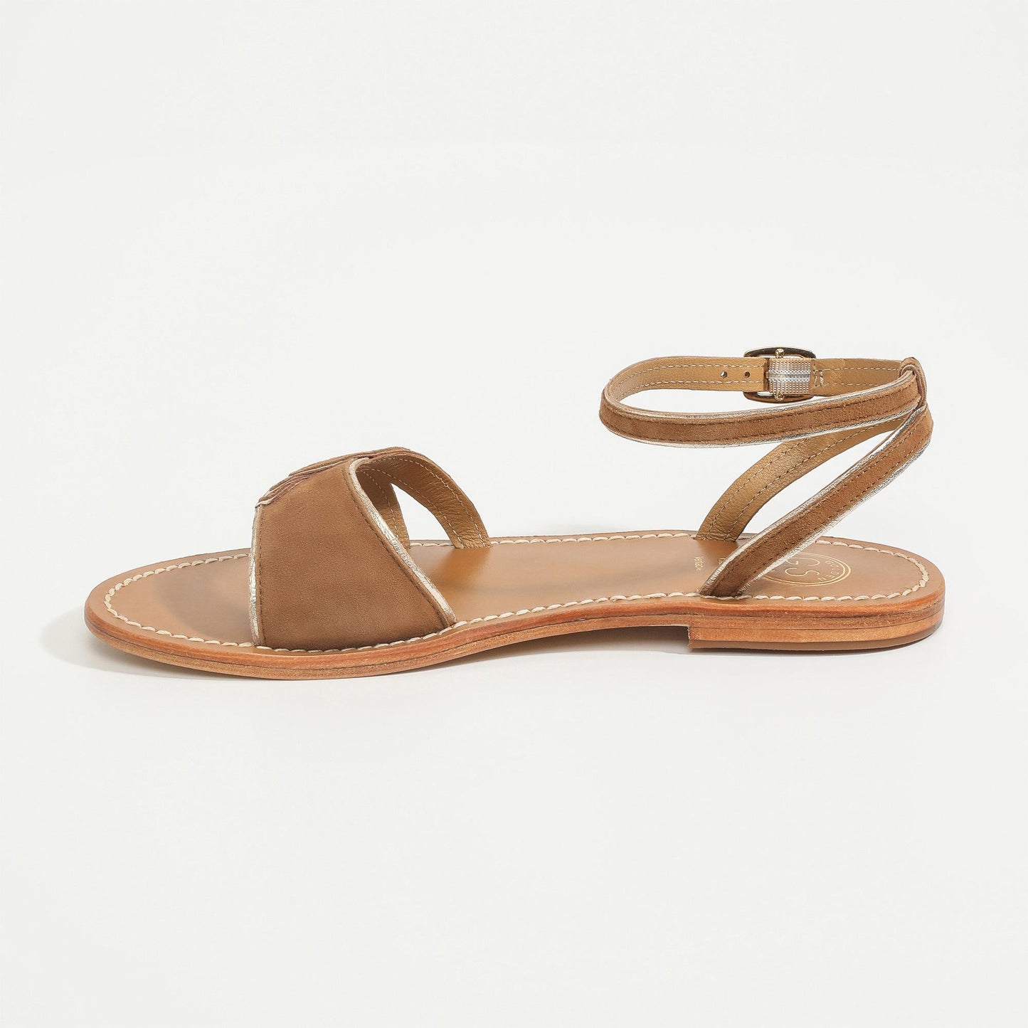IOLA sandales en cuir camel + gold