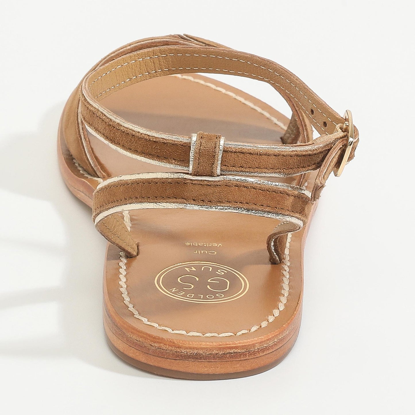 IOLA sandales en cuir camel + gold