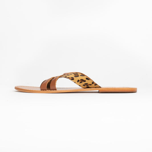 JOLA sandales en cuir leopard + camel
