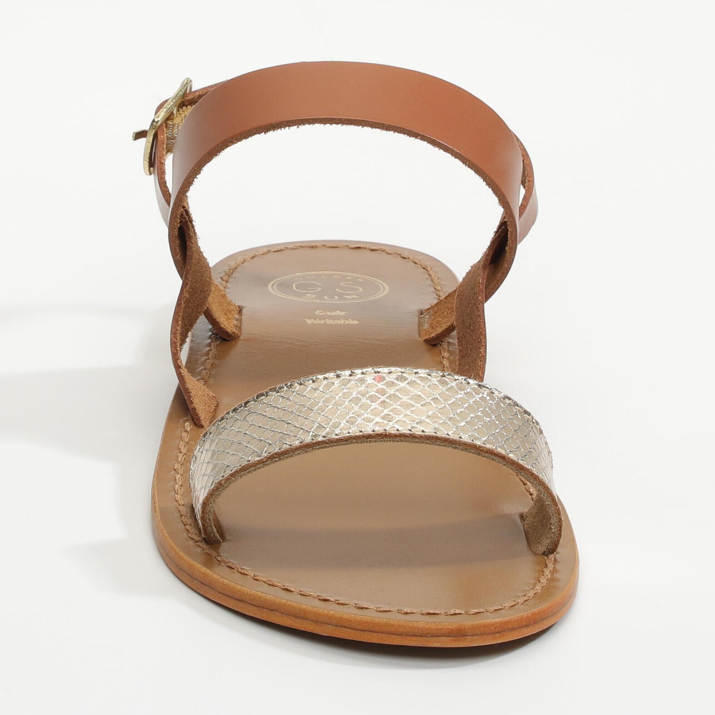 KENDALL sandales en cuir camel+gold