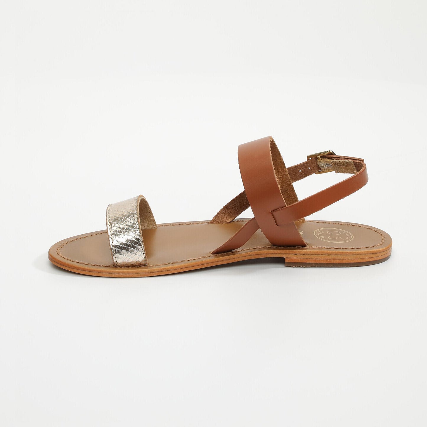 KENDALL sandales en cuir camel+gold