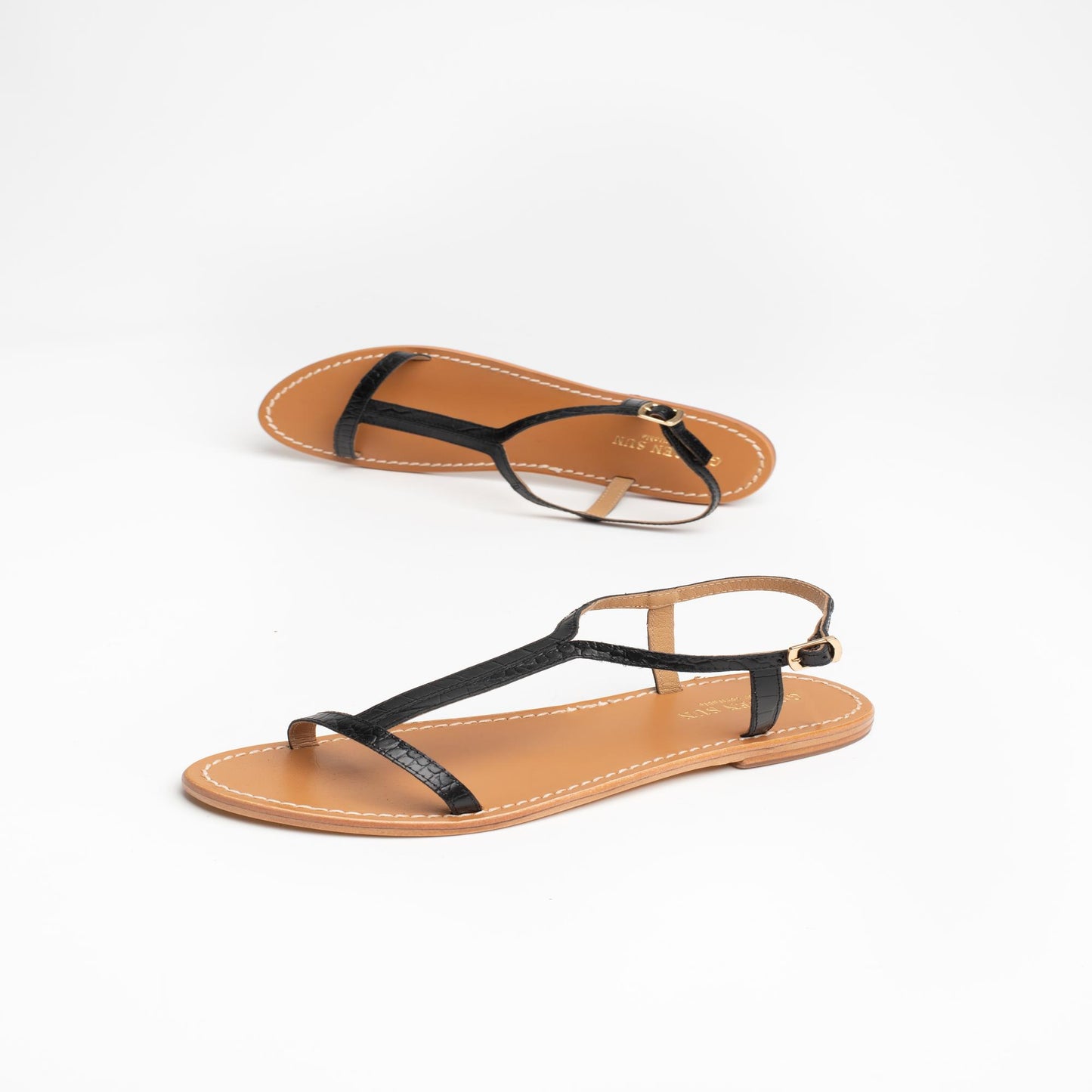 KIRBY sandales en cuir black croco