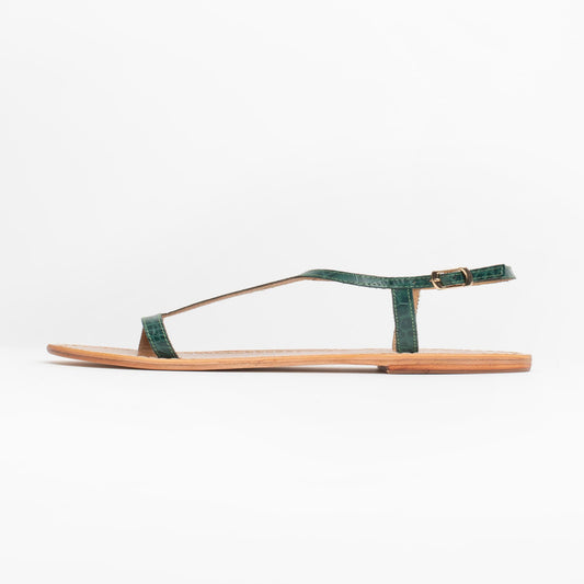 KIRBY sandales en cuir green croco