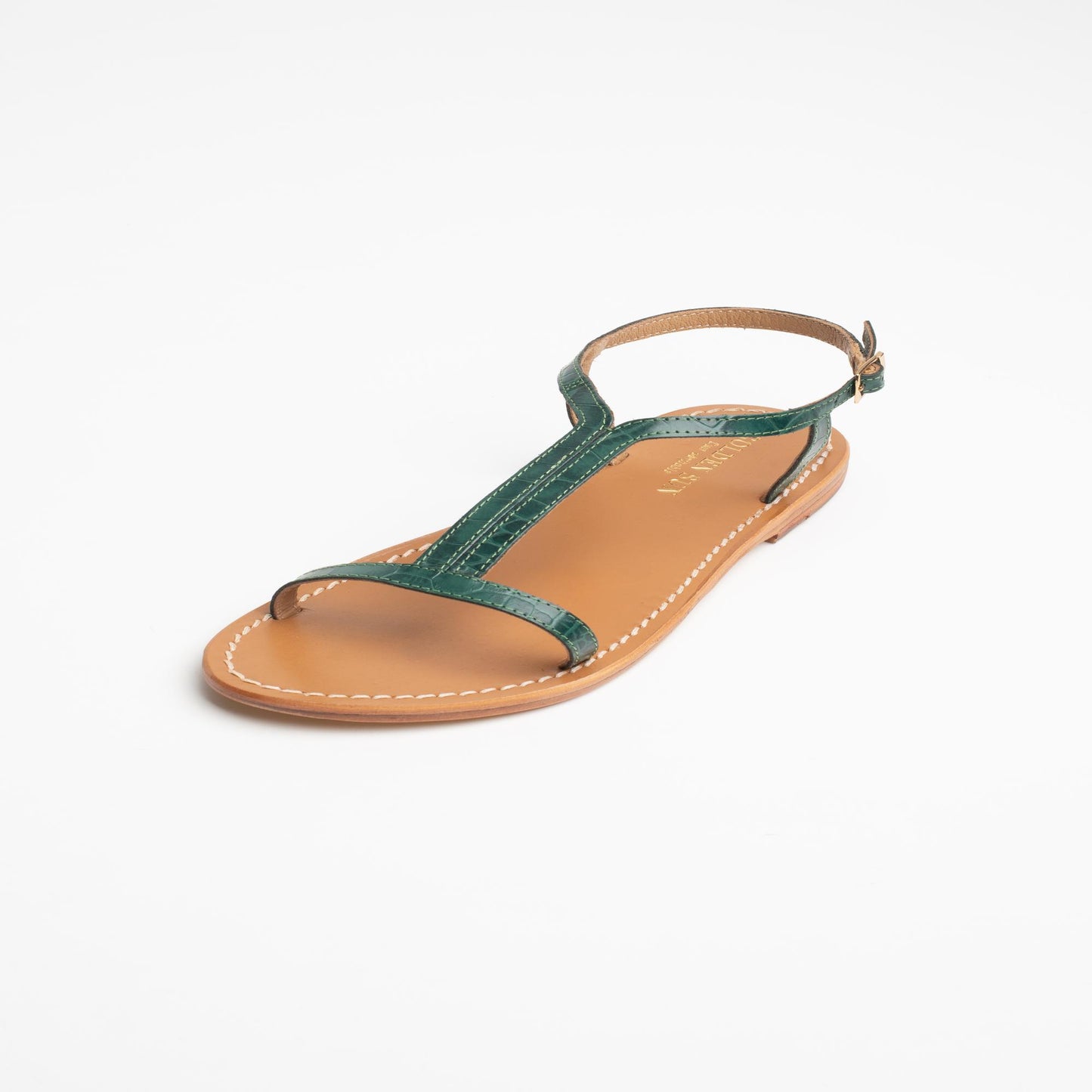 KIRBY sandales en cuir green croco