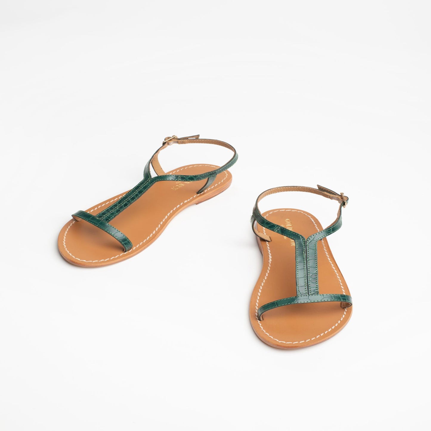 KIRBY sandales en cuir green croco