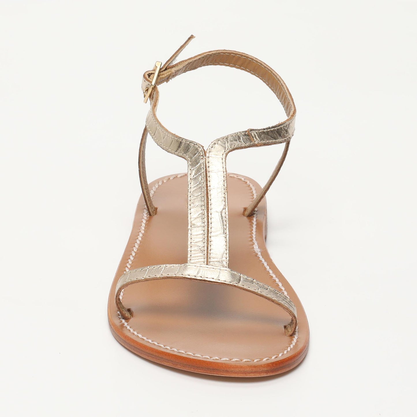 KIRBY sandales en cuir lt gold croco