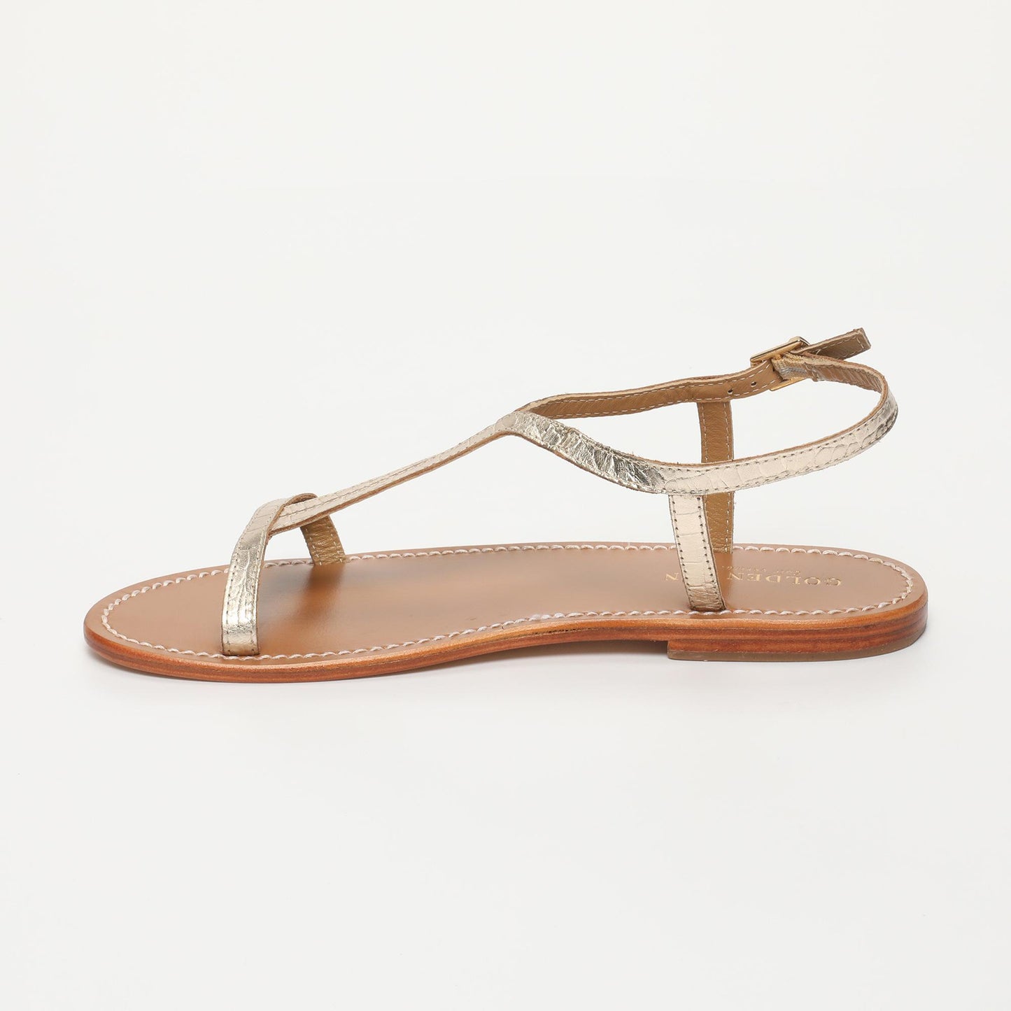KIRBY sandales en cuir lt gold croco