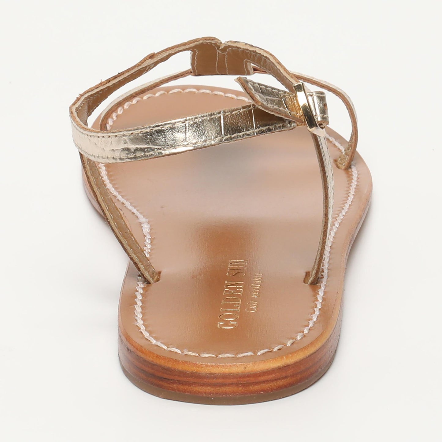 KIRBY sandales en cuir lt gold croco