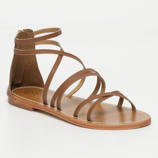 LAUREL sandales en cuir camel