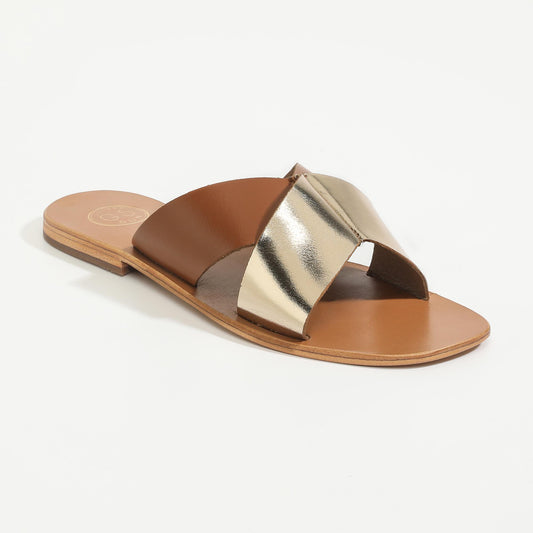 MADOKA sandales en cuir gold + camel