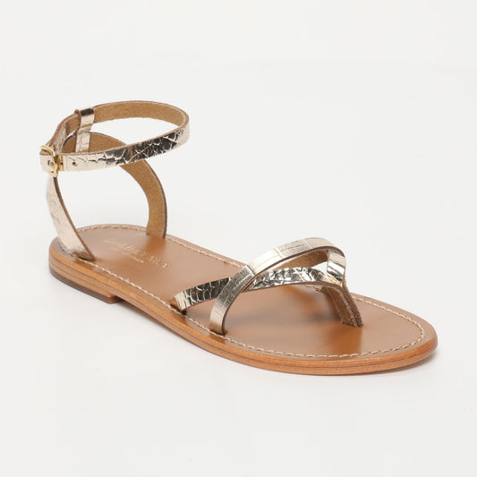 MARGATE sandales en cuir lt gold croco