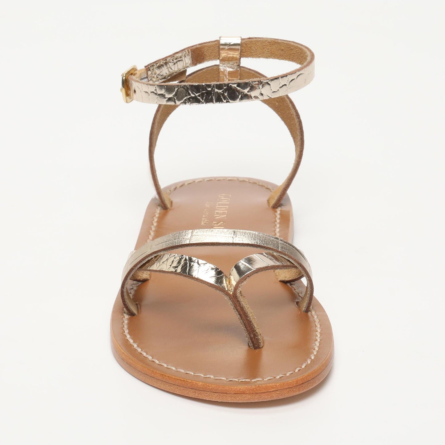 MARGATE sandales en cuir lt gold croco