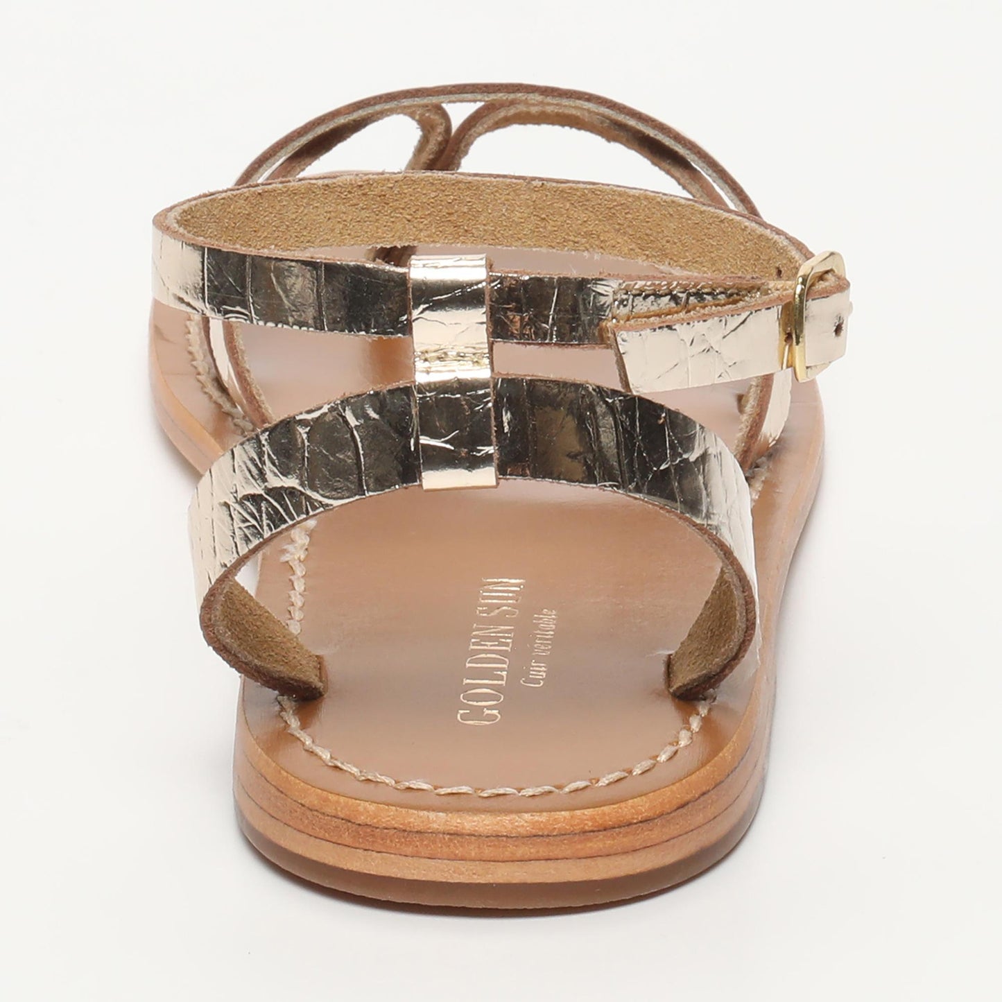 MARGATE sandales en cuir lt gold croco