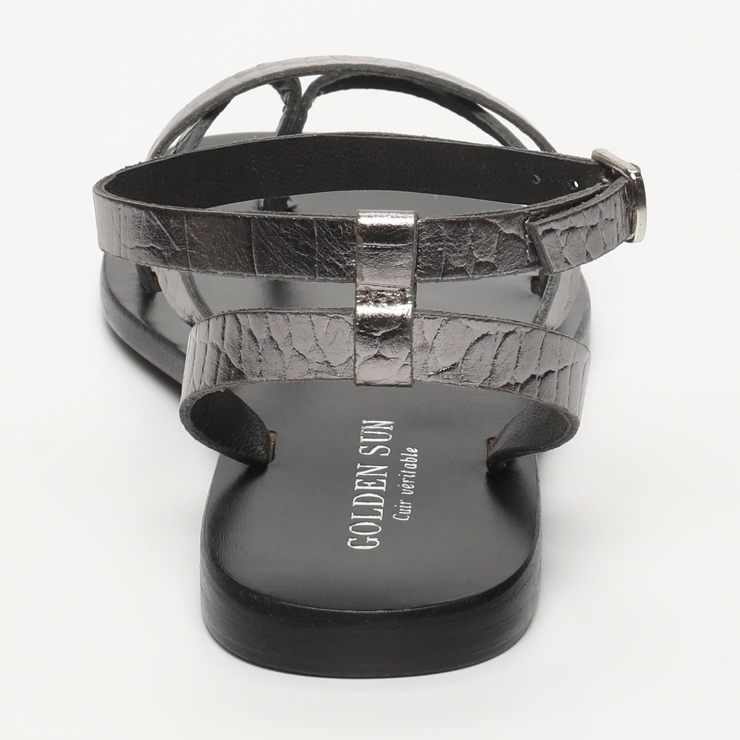 MARGATE sandales en cuir pewter croco