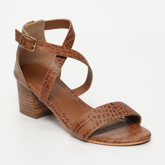 MATIS sandales en cuir tan croco