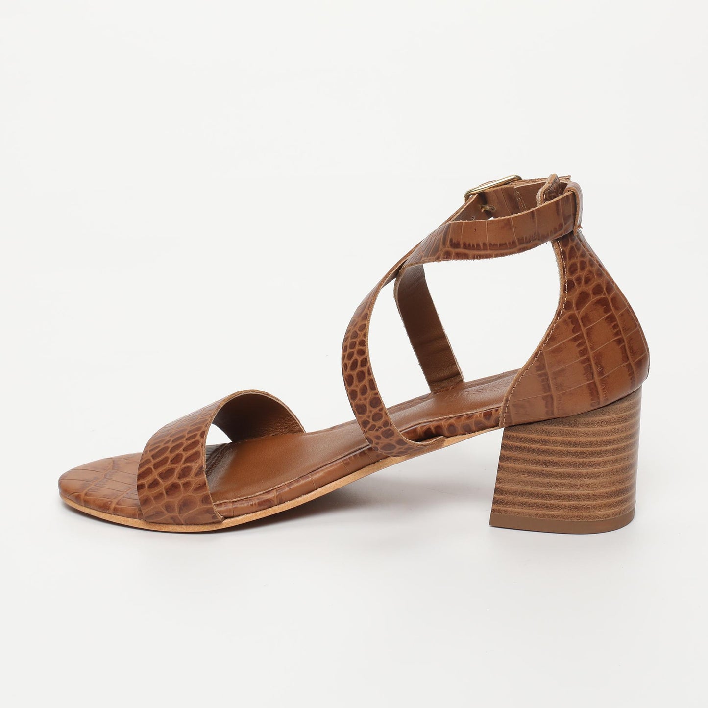 MATIS sandales en cuir tan croco