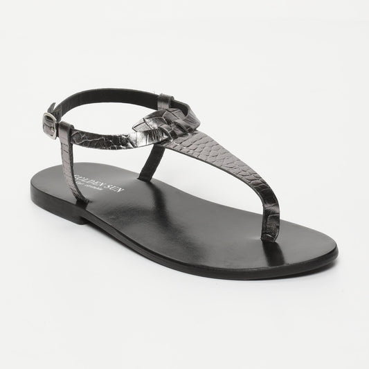 PALMETTO sandales en cuir pewter croco