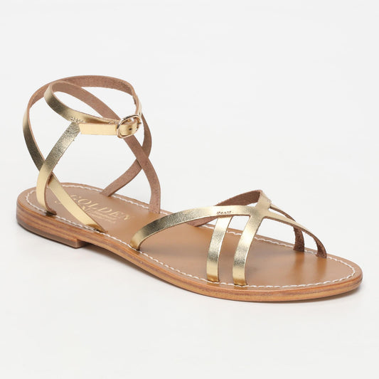 PINDELO sandales en cuir dark gold