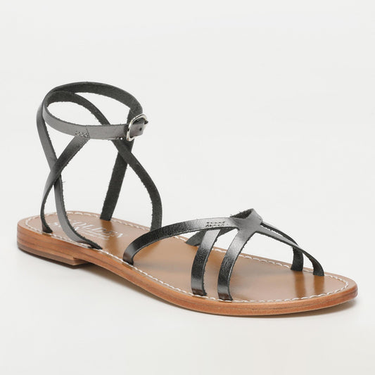 PINDELO sandales en cuir pewter