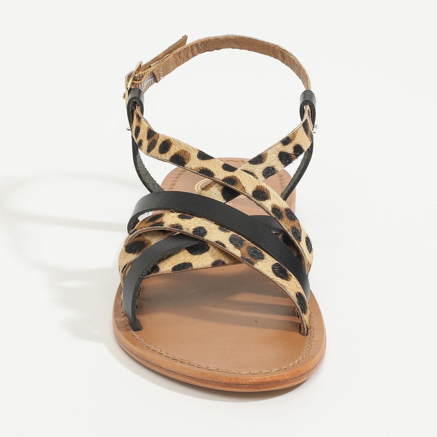 PIUMA sandales en cuir black + leopard