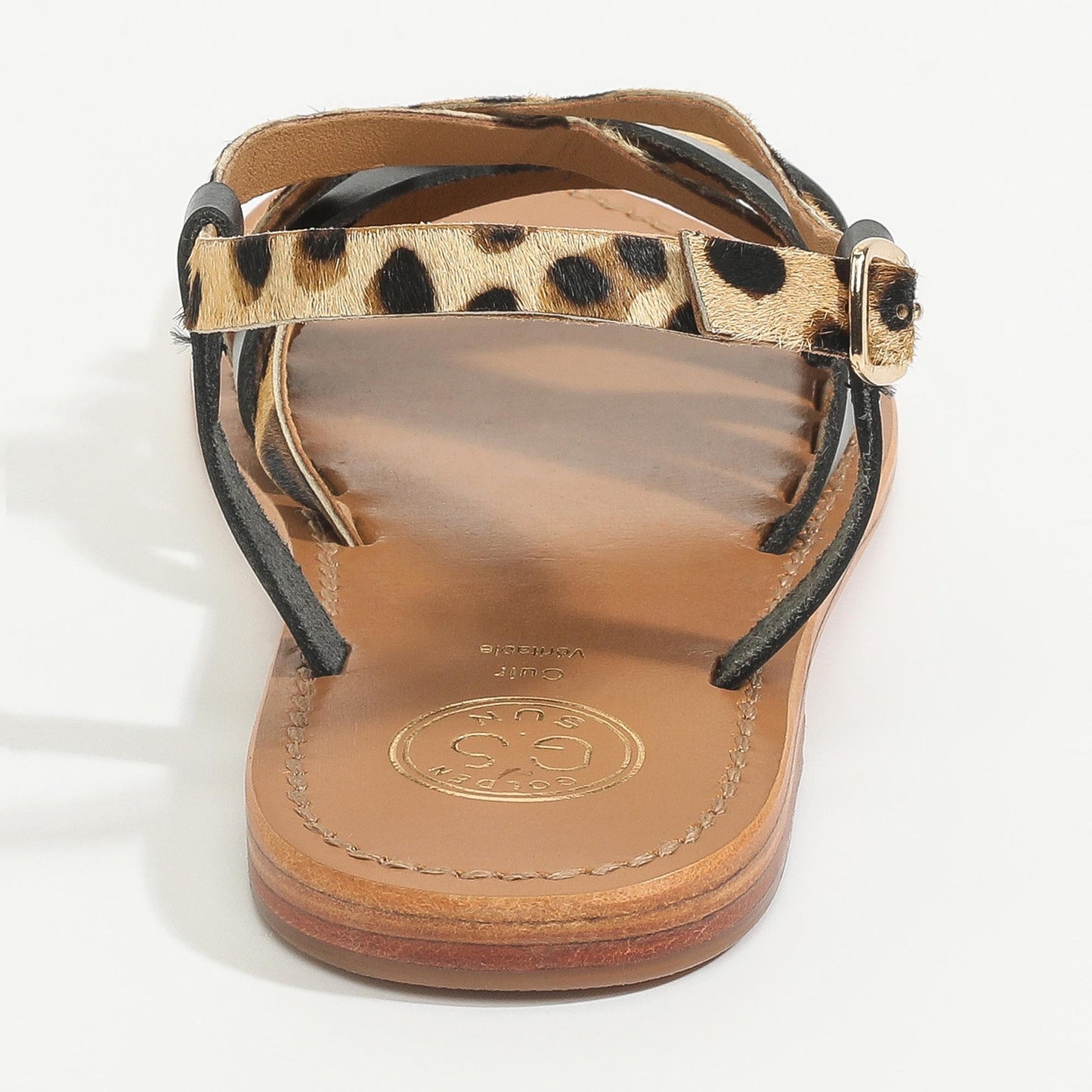 PIUMA sandales en cuir black + leopard