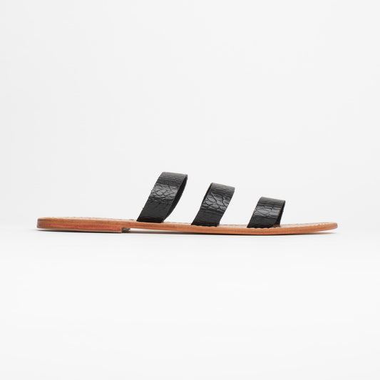 REREAU sandales en cuir black croco