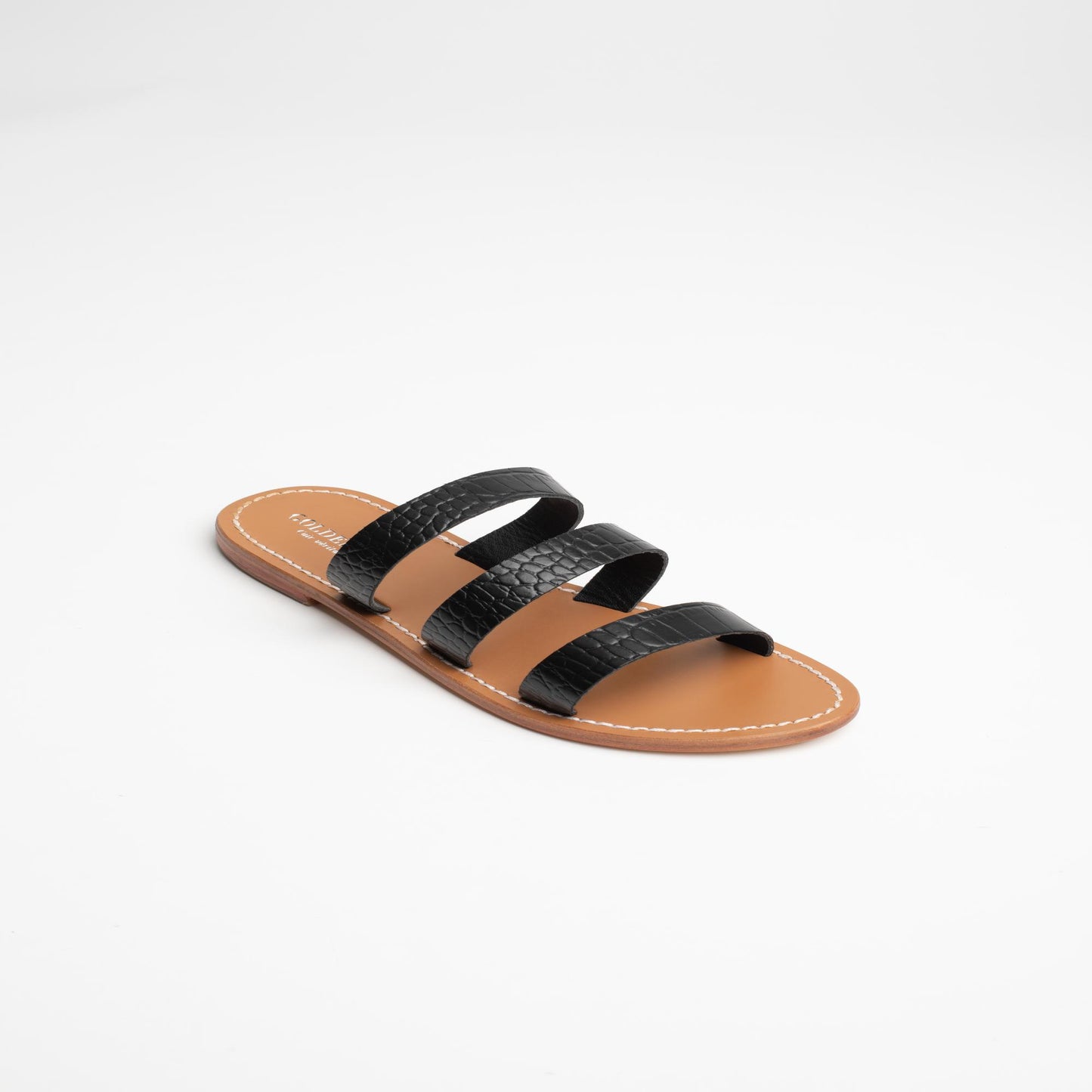 REREAU sandales en cuir black croco