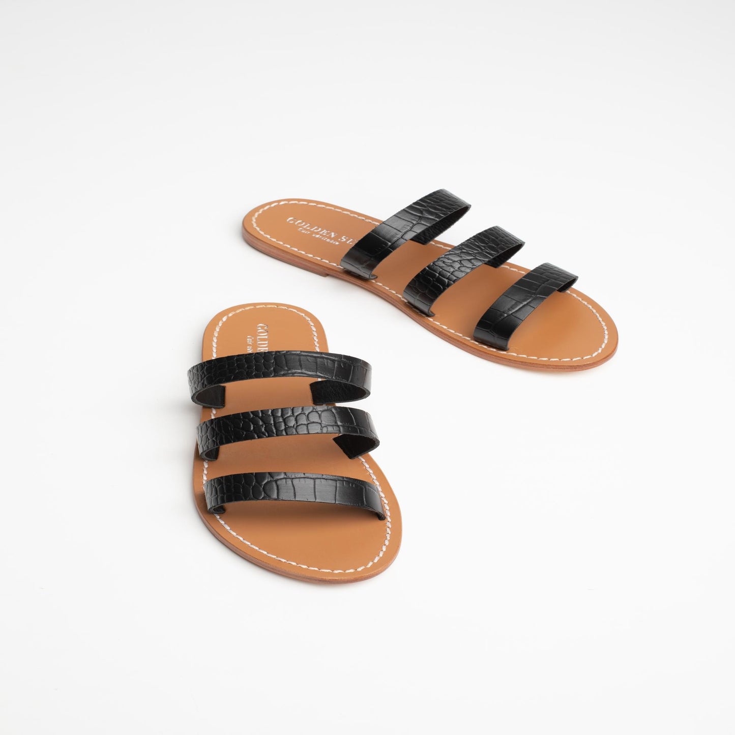 REREAU sandales en cuir black croco