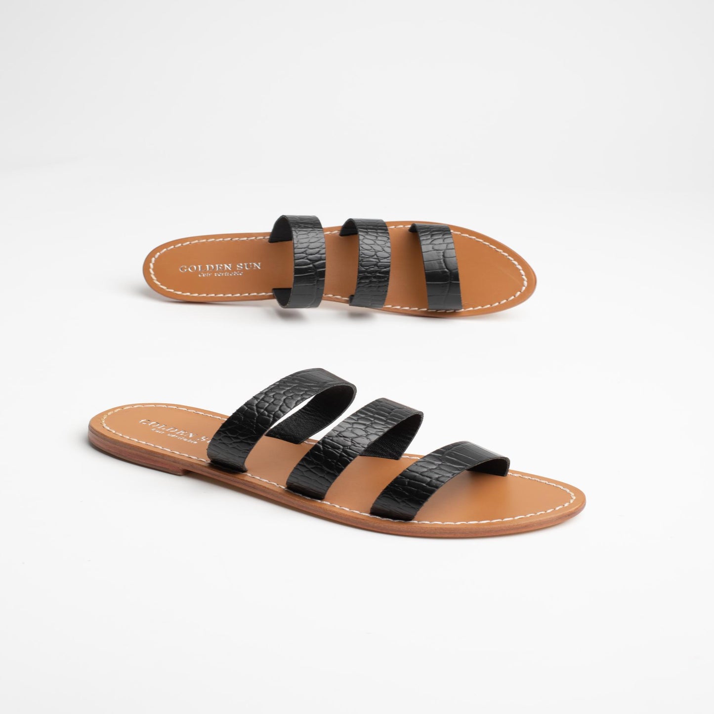 REREAU sandales en cuir black croco