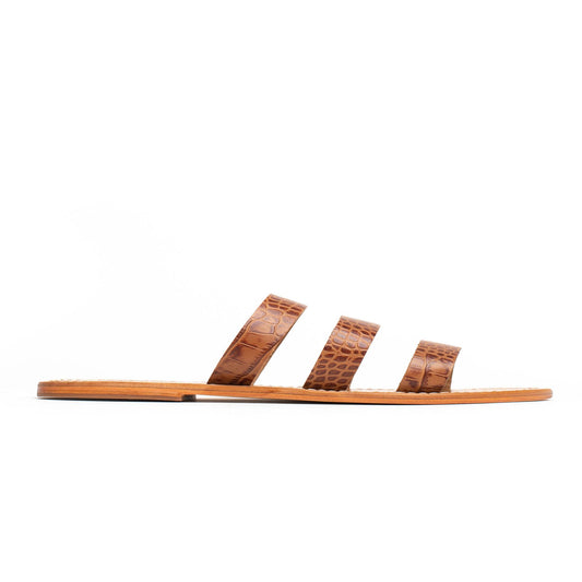 REREAU sandales en cuir tan croco