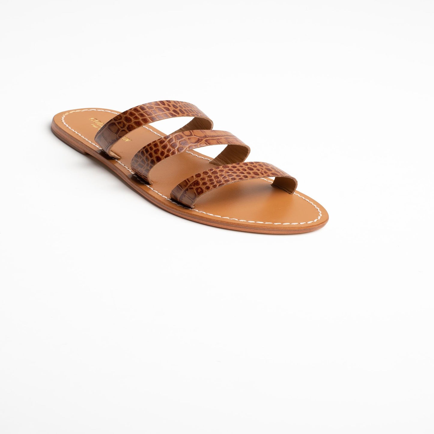 REREAU sandales en cuir tan croco