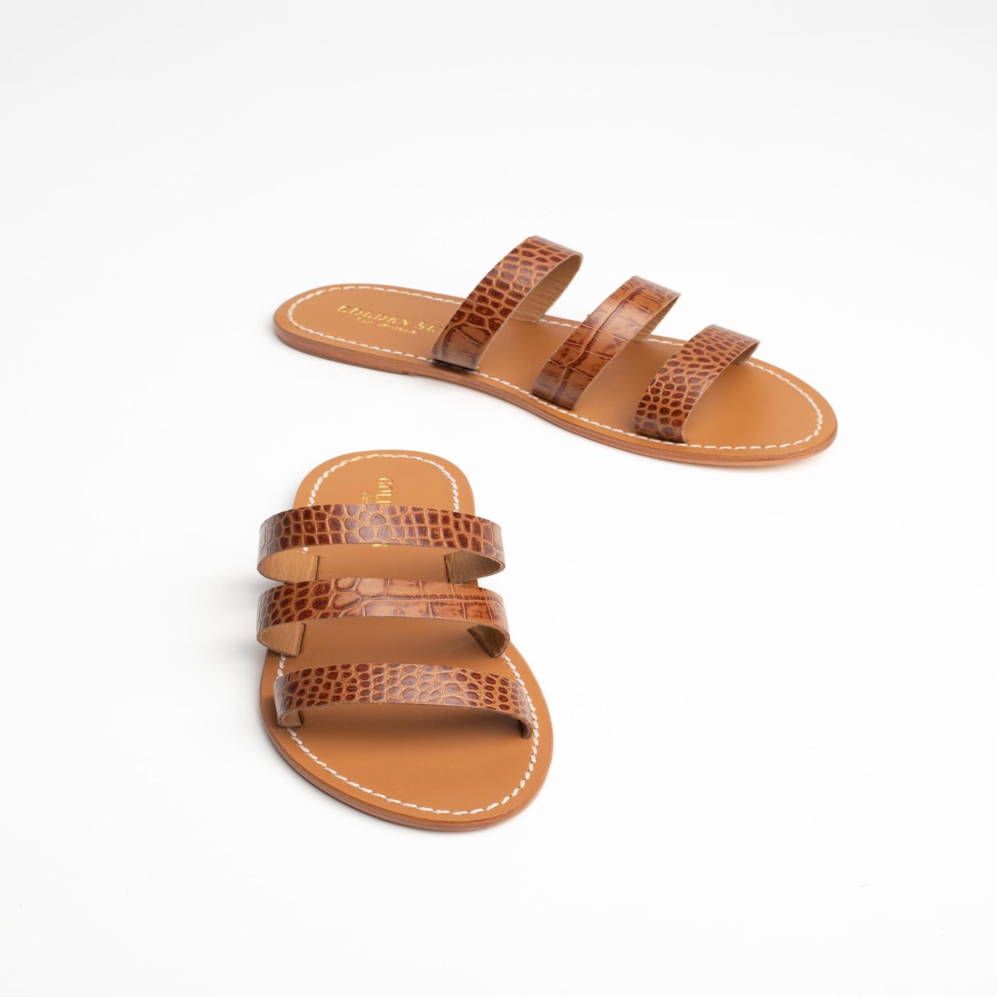REREAU sandales en cuir tan croco