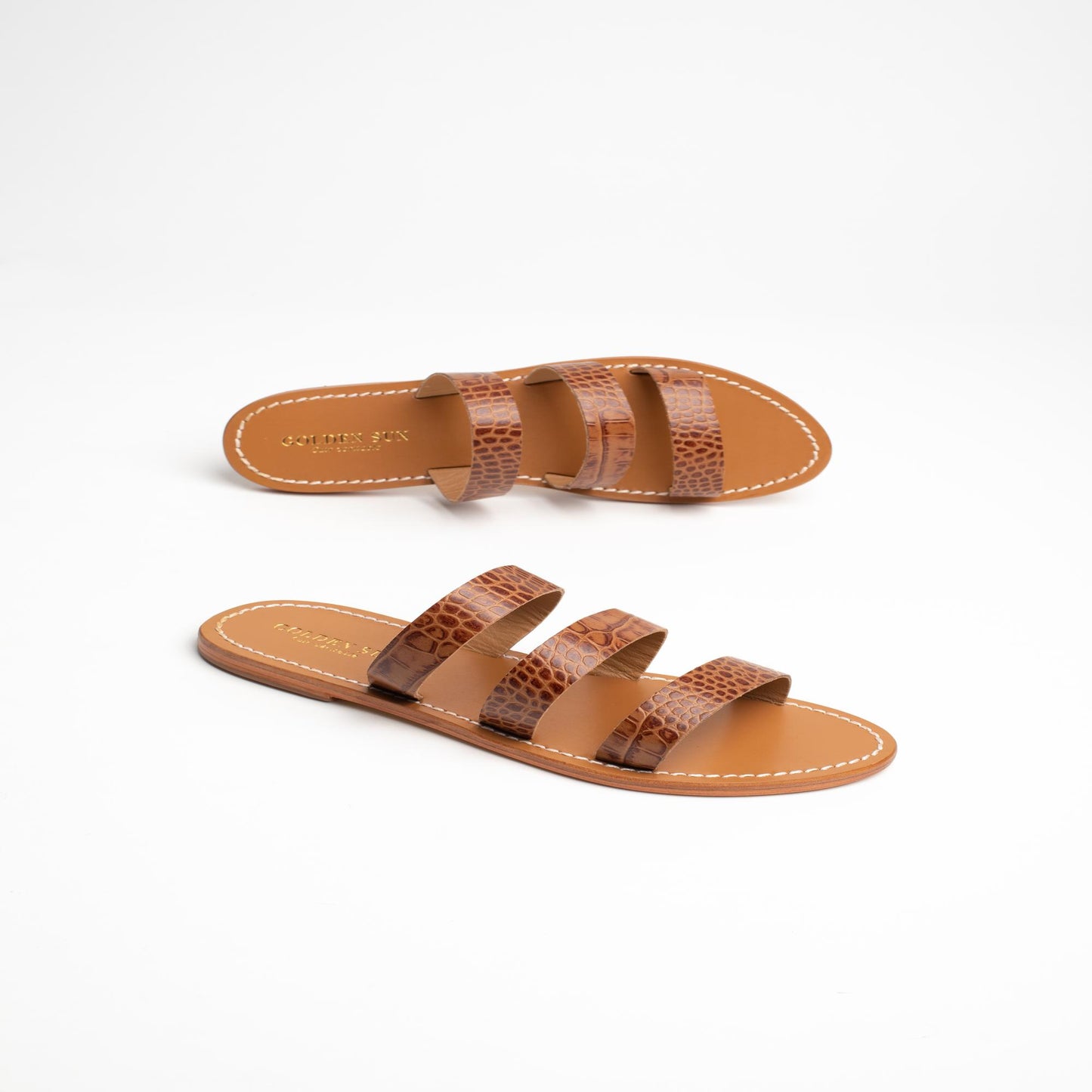 REREAU sandales en cuir tan croco