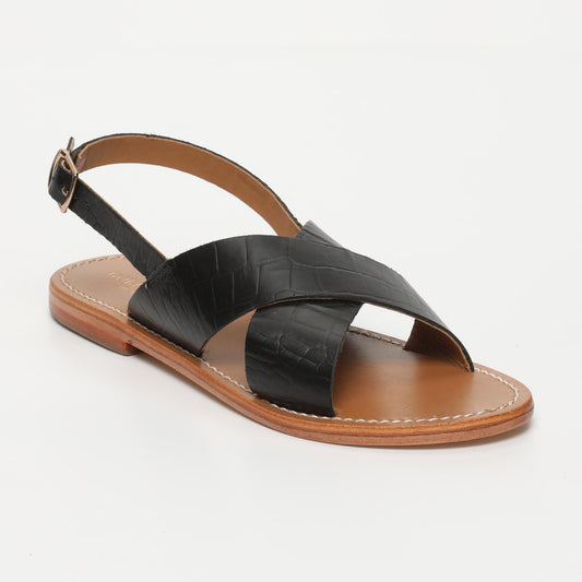 ROSEDALE sandales en cuir black croco