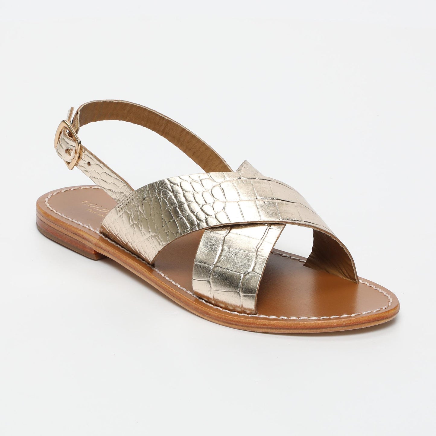 ROSEDALE sandales en cuir lt gold croco