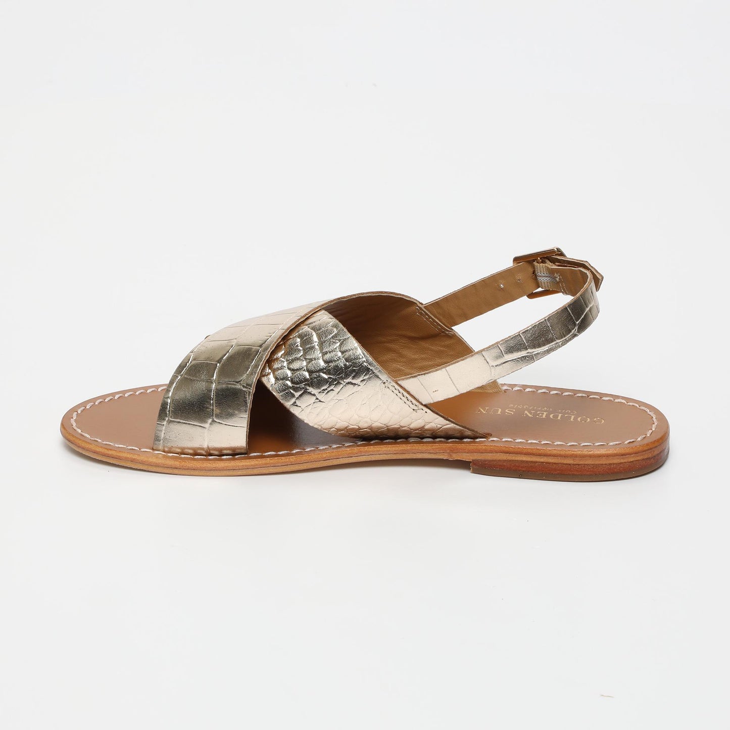 ROSEDALE sandales en cuir lt gold croco