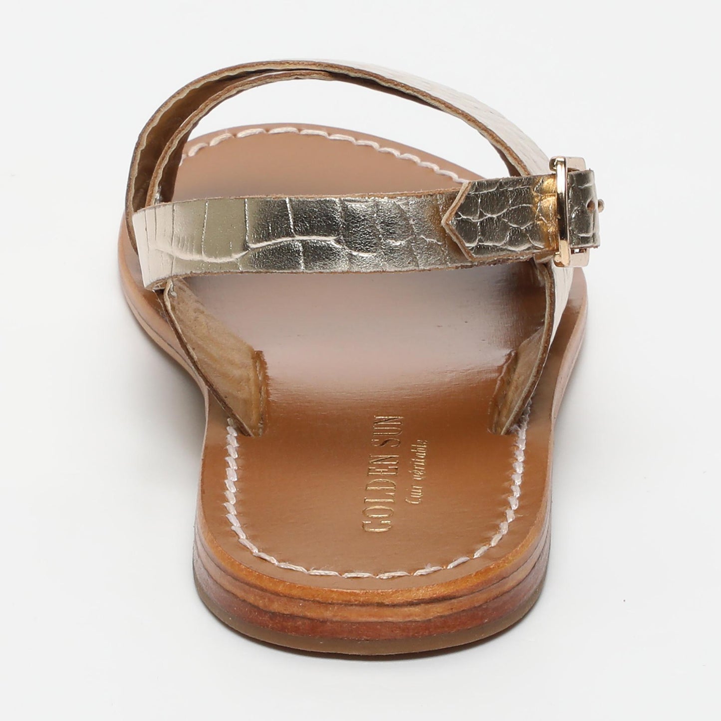 ROSEDALE sandales en cuir lt gold croco