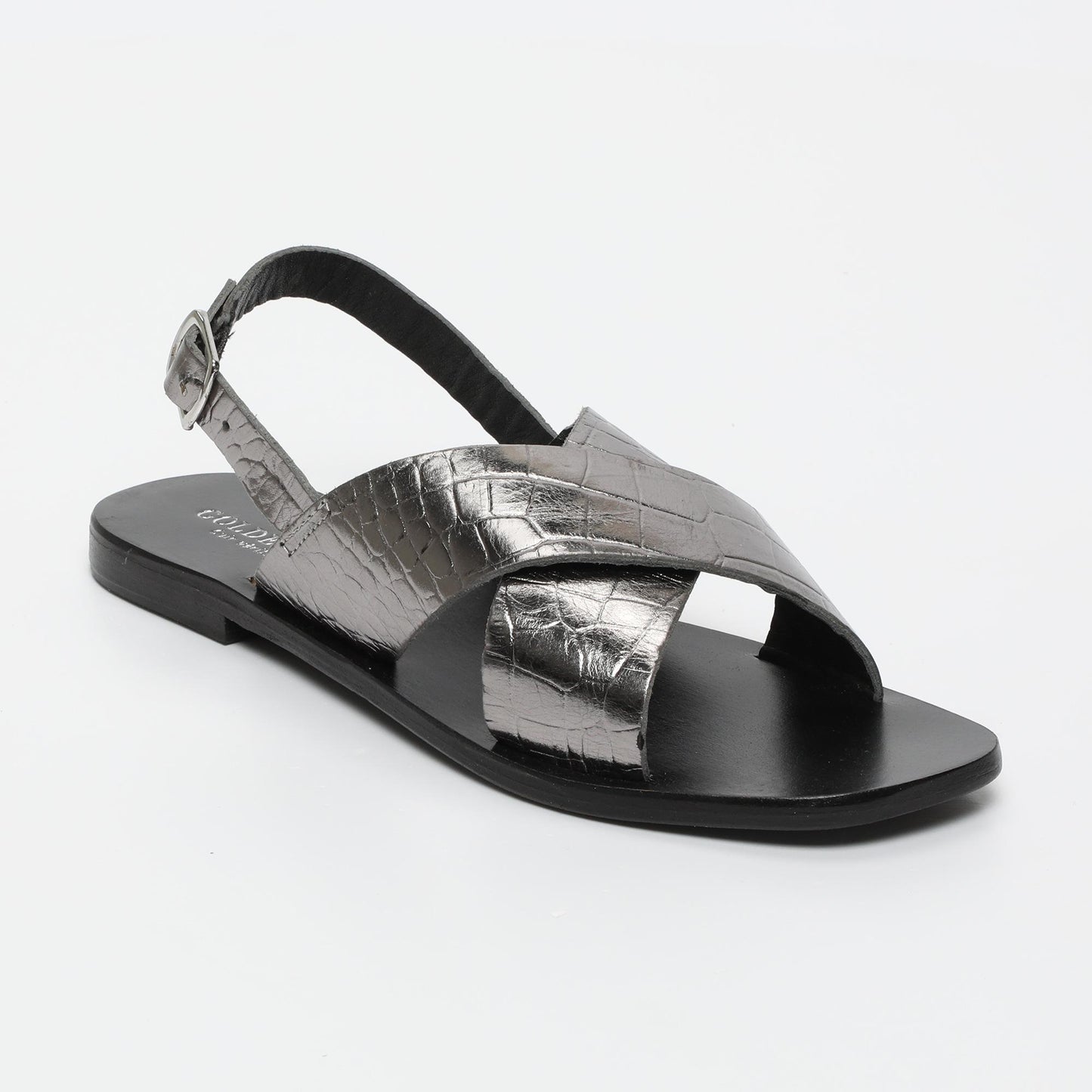 ROSEDALE sandales en cuir pewter croco