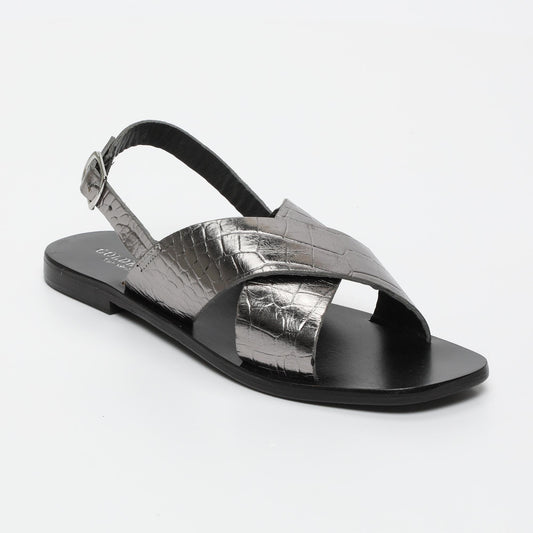 ROSEDALE sandales en cuir pewter croco