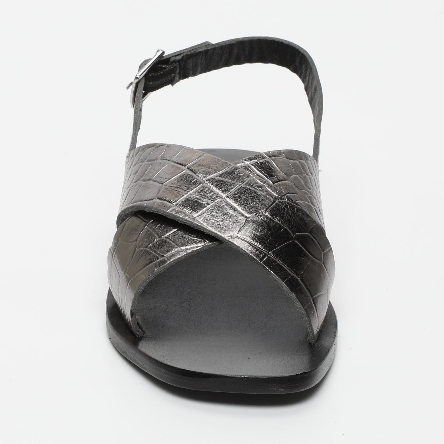 ROSEDALE sandales en cuir pewter croco