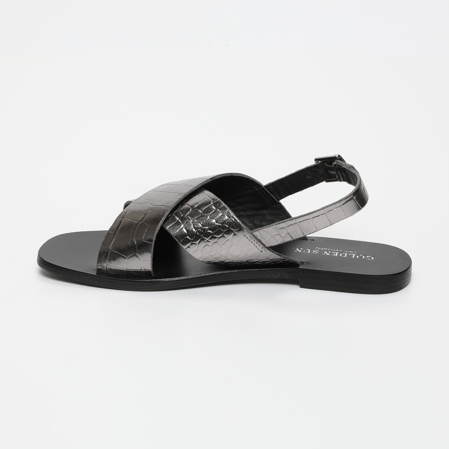 ROSEDALE sandales en cuir pewter croco