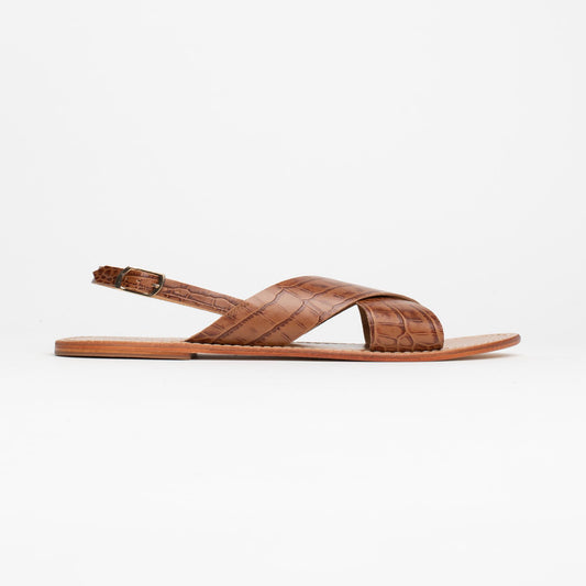 ROSEDALE sandales en cuir tan croco