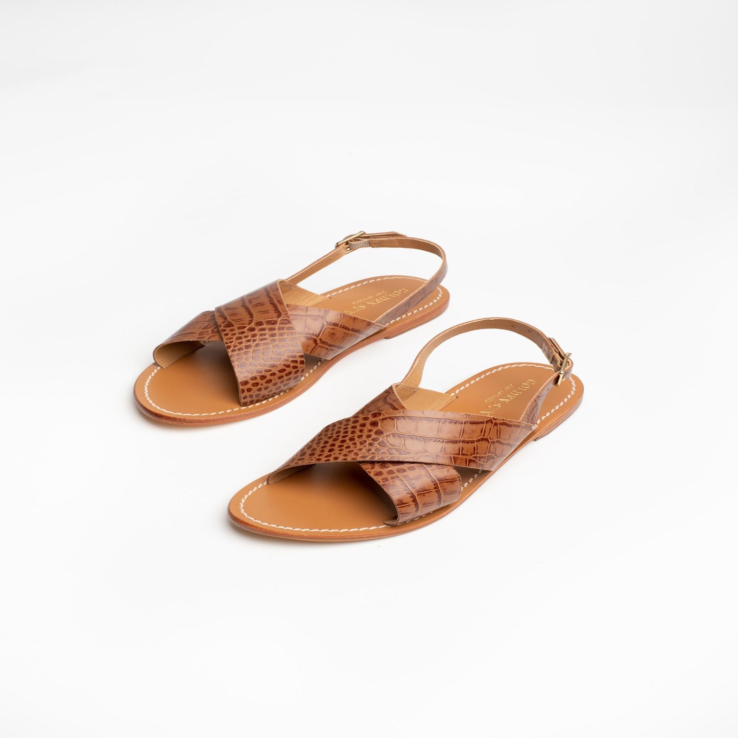 ROSEDALE sandales en cuir tan croco