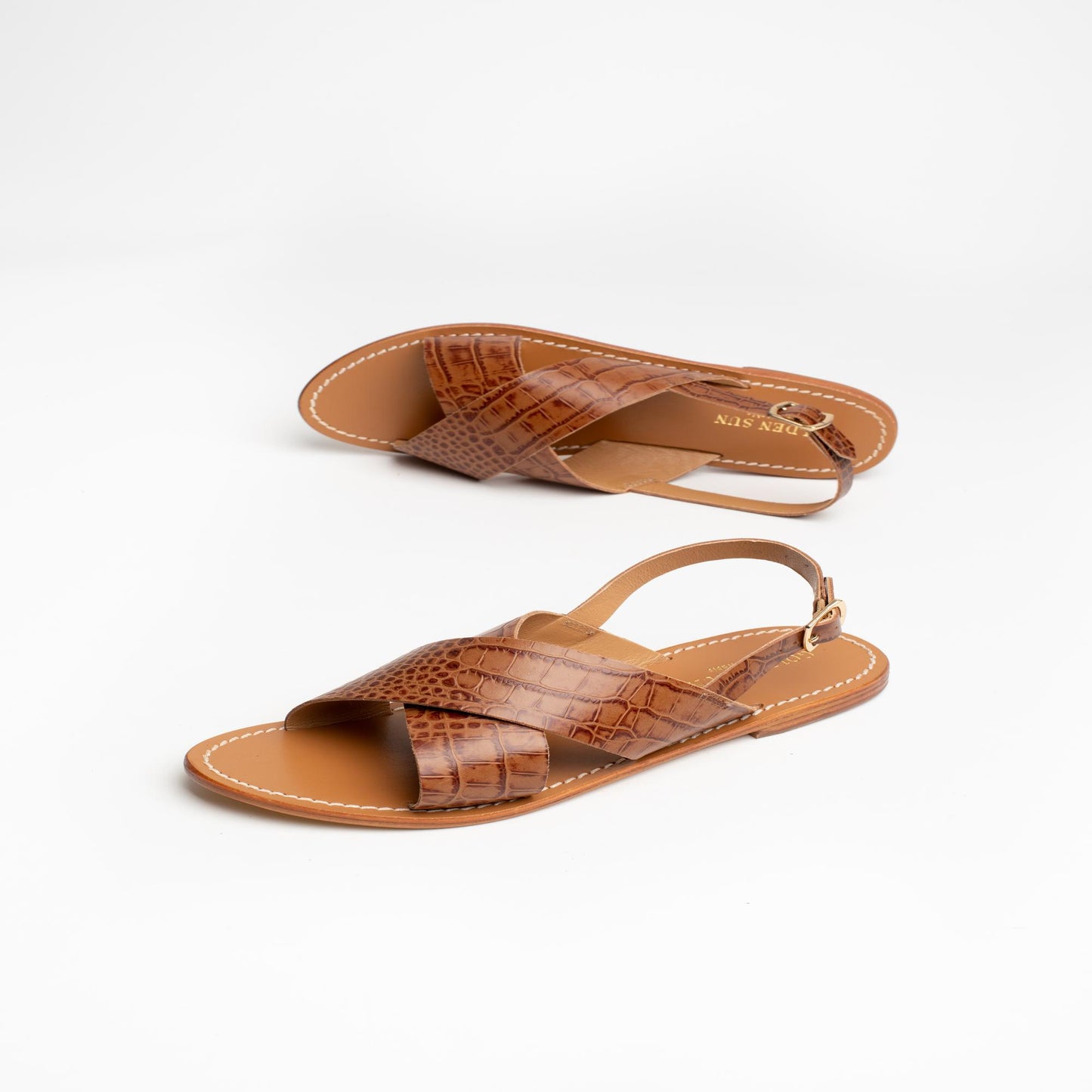 ROSEDALE sandales en cuir tan croco
