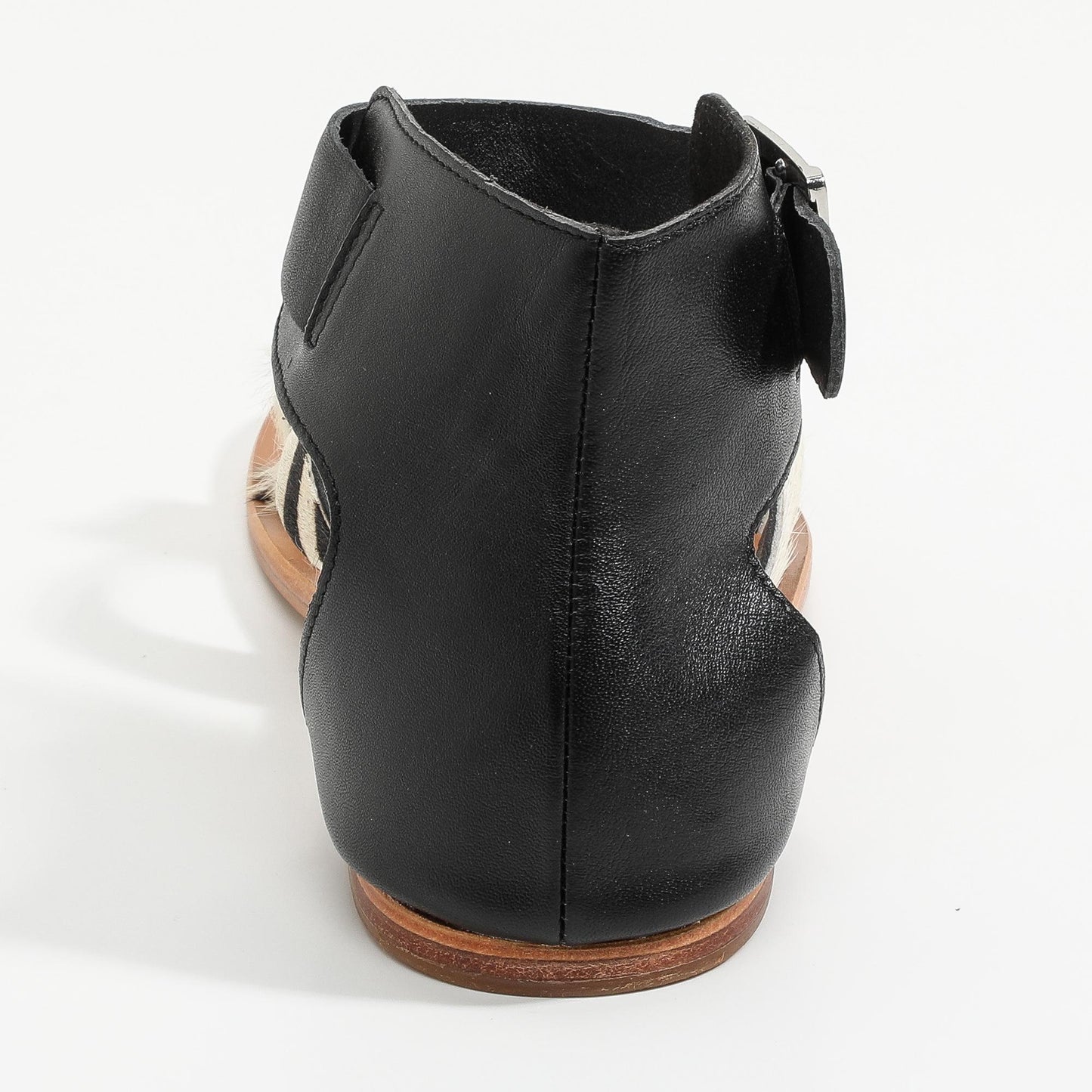 SHASTA sandales en cuir zebra + black
