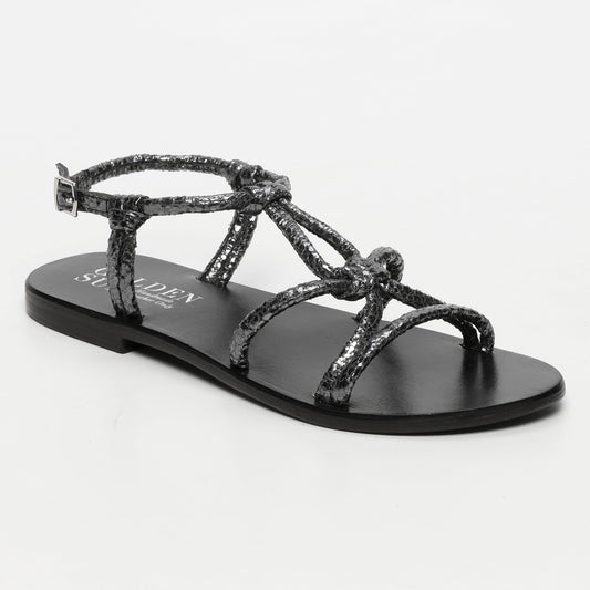 SUE sandales en cuir pewter crackle