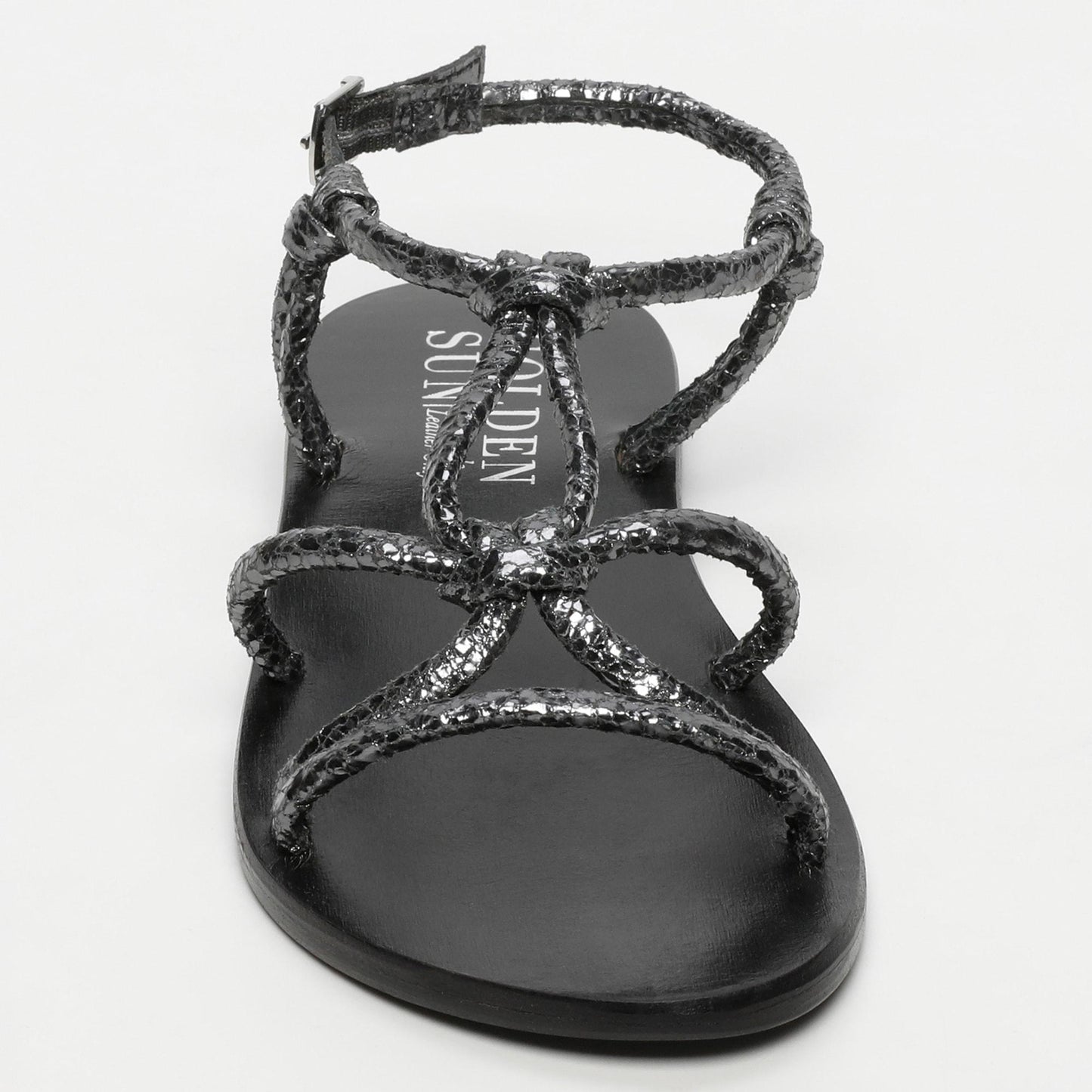 SUE sandales en cuir pewter crackle
