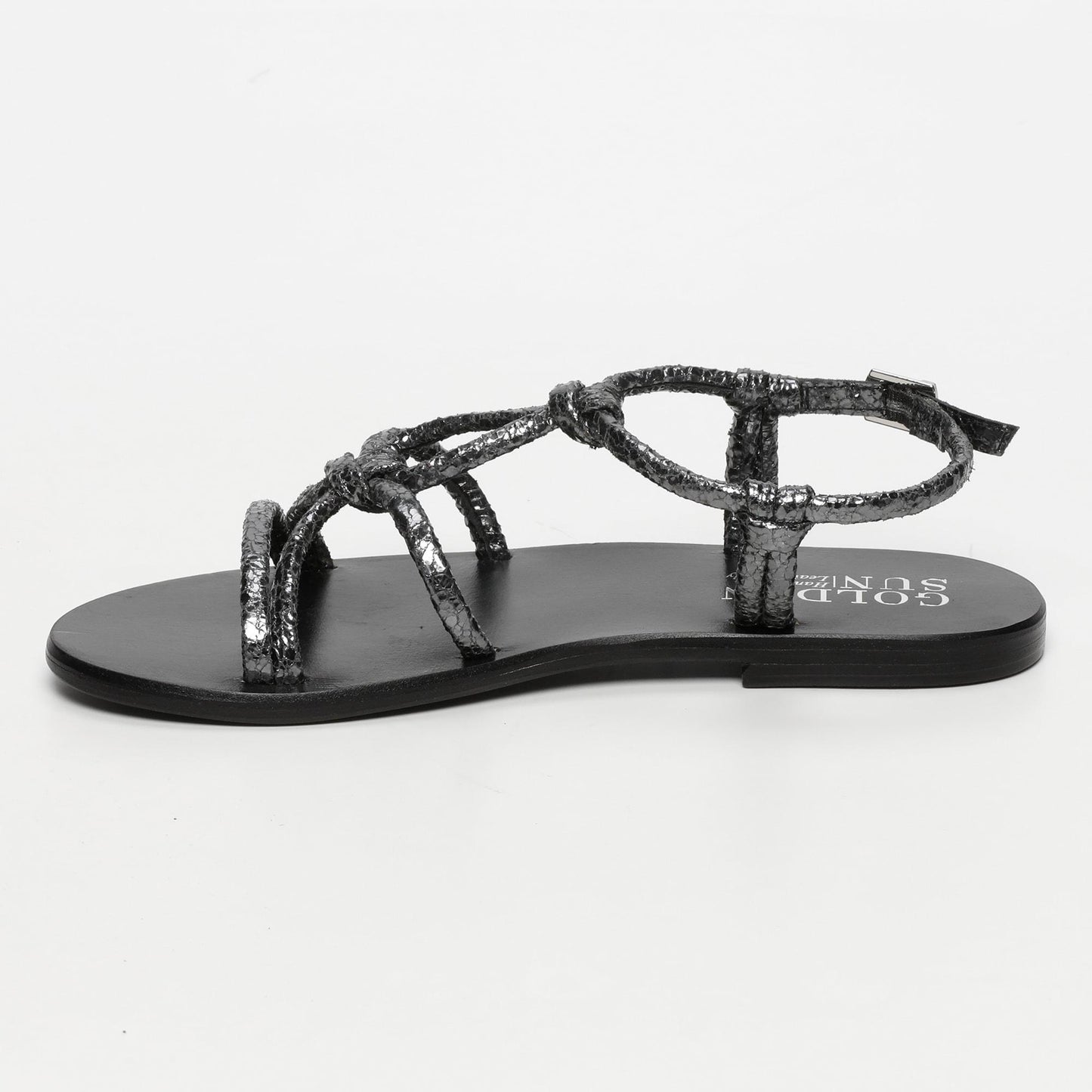 SUE sandales en cuir pewter crackle