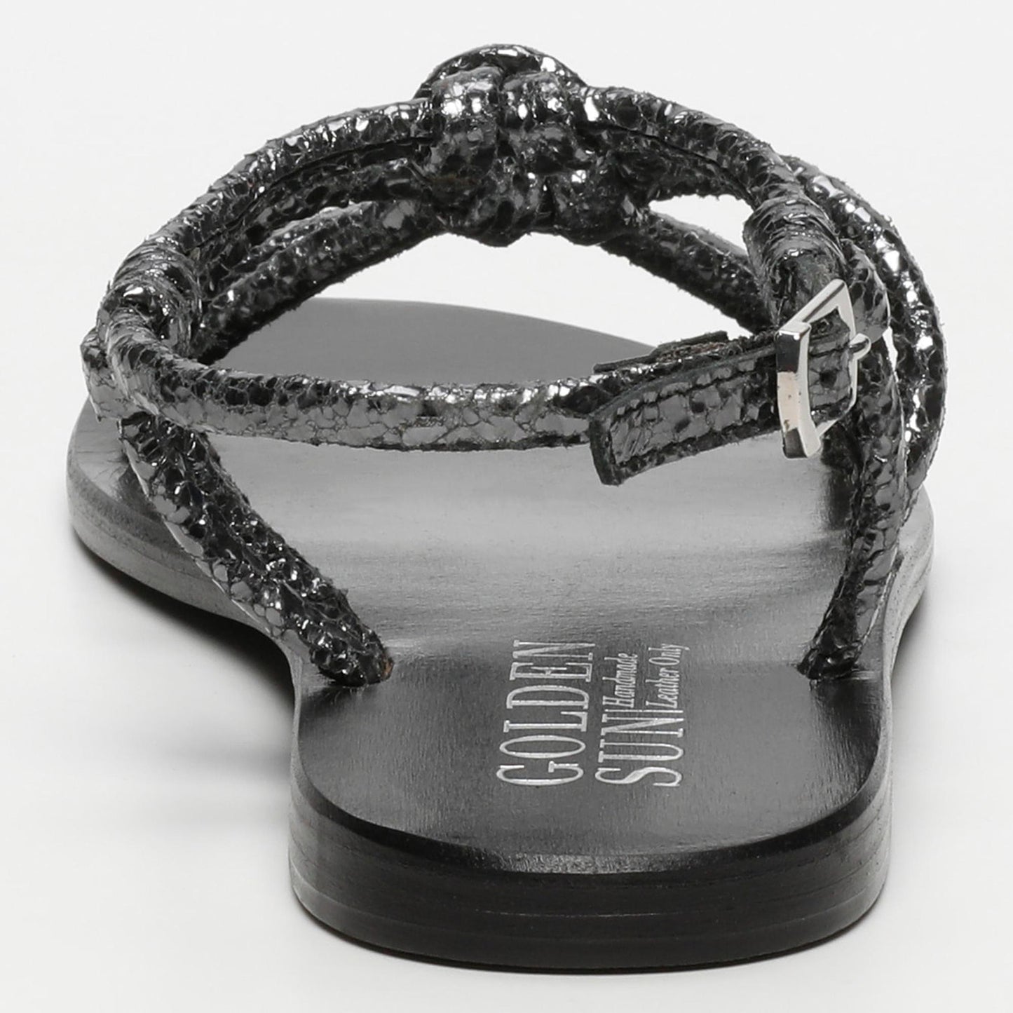SUE sandales en cuir pewter crackle